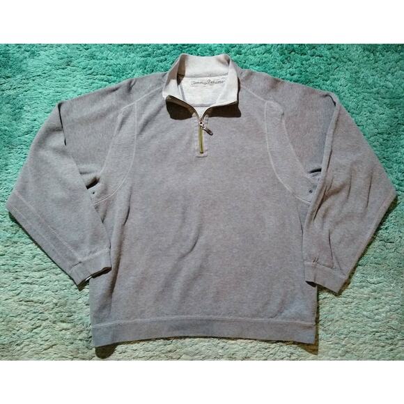 Tommy Bahama 1/4 Zip Long Sleeve Pullover Sweater Size Medium Gray - Picture 1 of 6